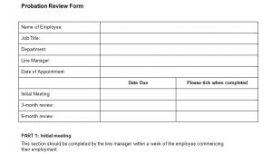 Probation Meeting Template Probation Review form Template Bizorb