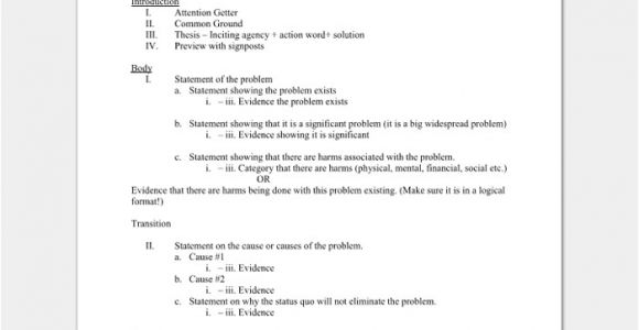 Problem solution Outline Template Persuasive Speech Outline Template 15 Examples Samples