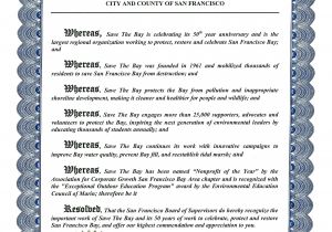 Proclamation Templates San Francisco Recognizes Save the Bay 39 S 50th Anniversary
