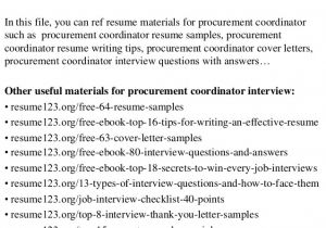 Procurement Coordinator Resume Sample top 8 Procurement Coordinator Resume Samples