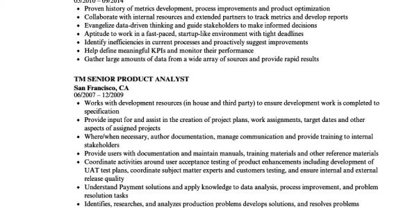 Product Analyst Resume Sample Senior Product Analyst Resume Samples Velvet Jobs