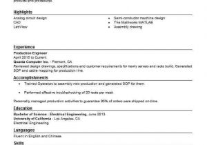 Production Engineer Resume Production Engineer Resume Sample Engineering Resumes