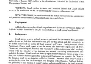 Professional athlete Contract Template Kansas athletics Coaches and Administrators Contracts and