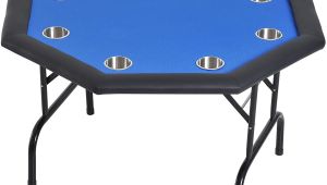 Professional Card Table and Chairs soozier 48 8 Player Octagon Poker Table with Cup Holders Folding Blue Felt