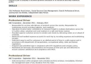 Professional Driver Resume Professional Driver Resume Samples Qwikresume