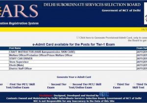 Professional Exam Board Admit Card Dsssb Tier 1 Admit Card for November 24 Exam Released
