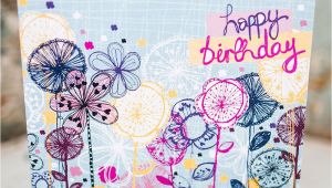 Professional Greeting Card Printers Uk Quirky Floral Stems Birthday Card Exclusively Hand Drawn