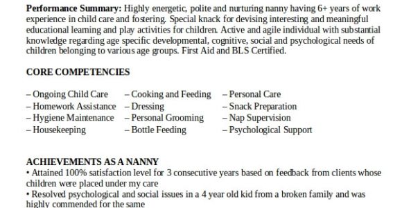 Professional Nanny Resume Nanny Resume Template 5 Free Word Pdf Document