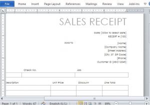 Professional Receipts Templates One Page Sales Receipt form Template for Word