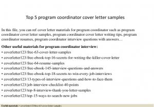 Program Director Cover Letter Template top 5 Program Coordinator Cover Letter Samples