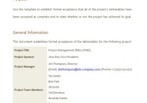 Project Acceptance form Template Project Acceptance Document
