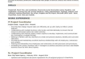 Project Coordinator Resume Samples It Project Coordinator Resume Samples Qwikresume