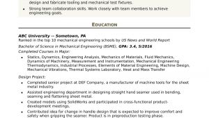Project Engineer Resume Keywords Sample Resume for An Entry Level Mechanical Engineer