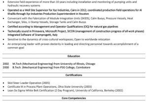 Project Engineer Resume Oil and Gas Oil and Gas Cv format Oil and Gas Resume Sample and Template