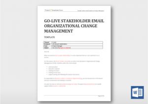 Project Management Email Templates Go Live Stakeholder Email organizational Change Management