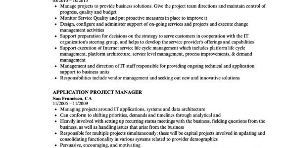 Project Manager Job Application Resume Application Project Manager Resume Samples Velvet Jobs