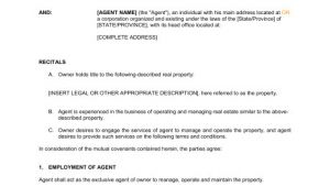 Property Manager Contract Template Property Management Agreement Template Word Pdf by