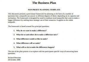 Proposal Template for Non Profit organization Free Nonprofit Business Plan Template 2016 Sanjonmotel