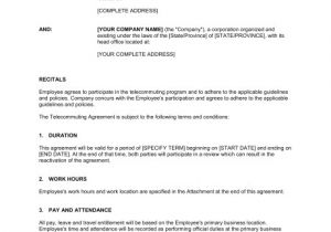 Proposal to Work Remotely Template Telecommuting Agreement Template Sample form Biztree Com