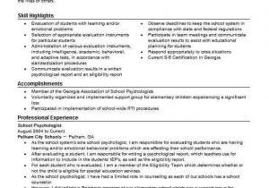 Psychology Student Resume School Psychologist Objectives Resume Objective Livecareer