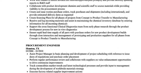 Purchase Engineer Resume Doc Resume Examples for Procurement Engineer Procurement