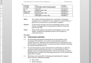 Purchasing Manual Template Construction Purchasing Procedure