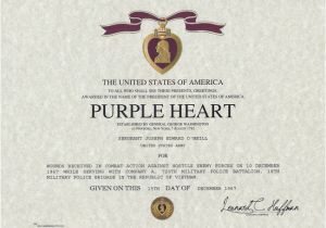 Purple Heart Citation Template Purple Heart Certificate Purple Heart Medal Replacement