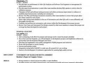 Qa Lead Resume Sample Lead Qa Analyst Resume Samples Velvet Jobs