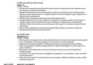 Qa Lead Resume Sample Qa Test Lead Resume Samples Velvet Jobs