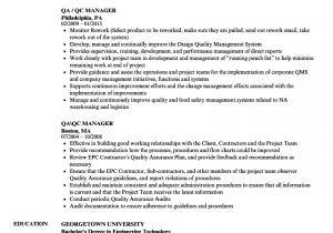 Qa Manager Resume Sample Qa Qc Manager Resume Samples Velvet Jobs