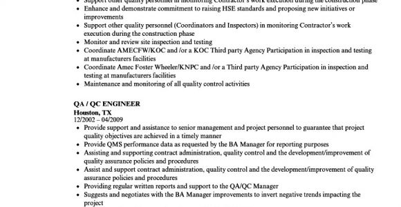 Qa Qc Engineer Resume Pdf Qa Qc Engineer Resume Samples Velvet Jobs