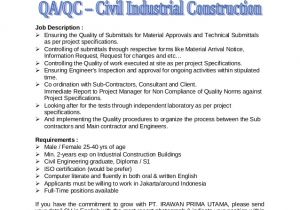 Qa Qc Engineer Resume Qa Qc Civil Industrial Construction