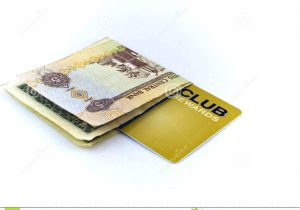 Qatar Id Card Photo Background Five Dirham Note and Gold Membership Club Card On Stock