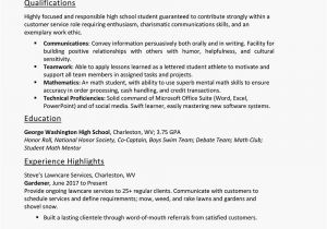 Qualifications for High School Student Resume Resume for High School Student Internship World Of Reference