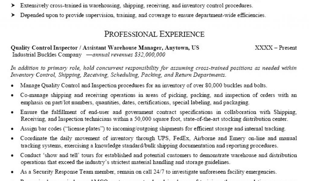 Quality Control Resume Sample Quality Control Quality assurance ...