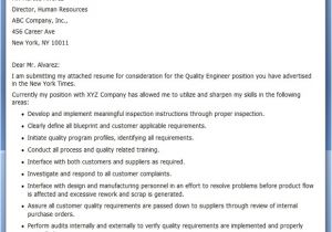 Quality Engineer Resume Keywords Sample Cover Letter