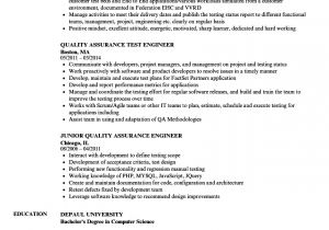 Quality Engineer Resume Model Quality assurance Engineer Quality Resume Samples