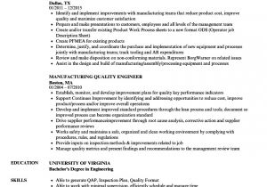 Quality Engineer Resume Sample Manufacturing Quality Engineer Resume Samples Velvet Jobs