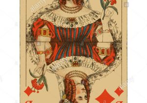 Queen Of Diamonds Life Card Queen Diamonds Vintage Playing Card Stock Photos Queen