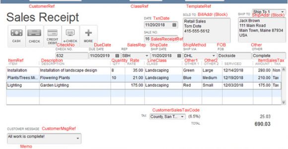 Quickbooks Sales Receipt Template Importing Sales Receipts Into Quickbooks Zed Systems
