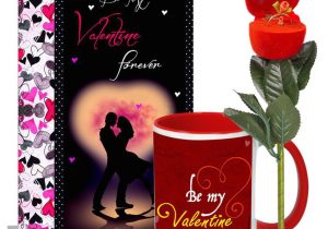 Quotes for A Valentine Card My forever Valentine Greeting Card Mug Hamper Musical Red Flower with Ring Hamper