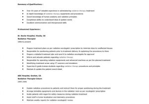 Radiation therapy Student Resume Example for Radiation therapist Resume Radiation therapy
