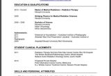 Radiation therapy Student Resume Physical therapy Resume Objective Samples Resume