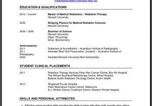 Radiation therapy Student Resume Physical therapy Resume Objective Samples Resume