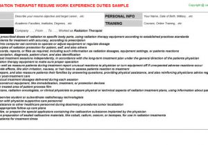 Radiation therapy Student Resume Radiation therapist Resume Sample