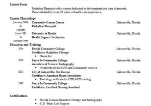 Radiation therapy Student Resume Radiation therapist Resume Sample Resumes Misc Livecareer