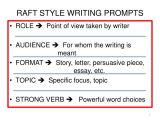 Raft Writing Template Ppt R A F T S Writing Prompts Powerpoint Presentation