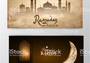 Ramadan Kareem Greeting Card with Background Ramadan Kareem Greeting On Blurred Background Set Of Cards