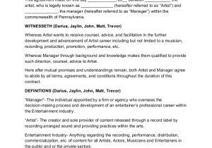 Rap Contract Template Artist Management Contract