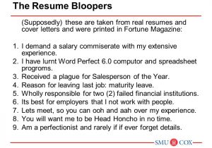 Real Cover Letters that Worked Acct Class 16 the Resume Bloopers Ppt Video Online Download